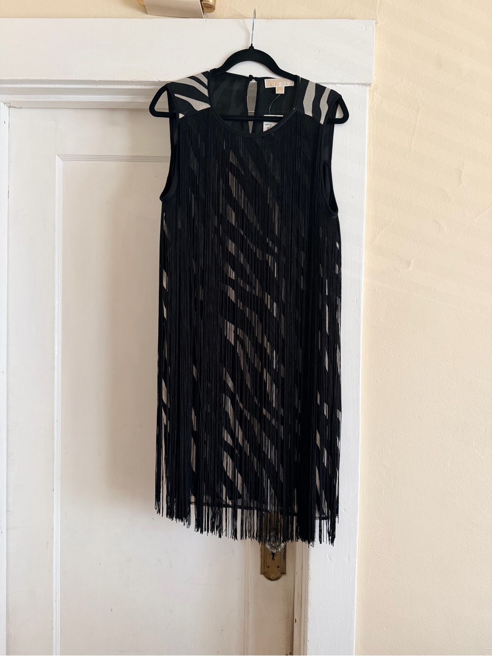 Michael Kors Black Fringe Sleeveless Cocktail Dress